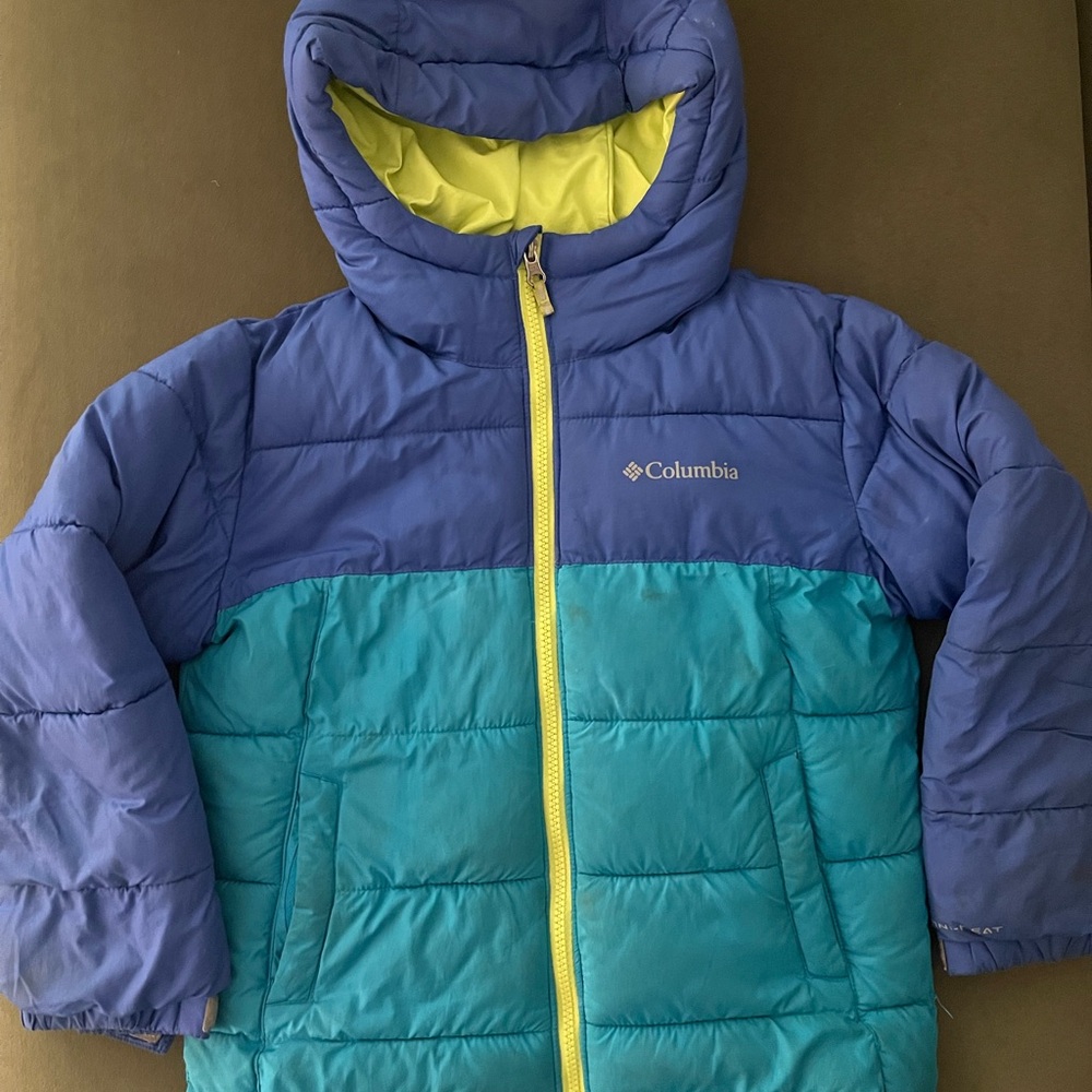 Columbia Blue & Teal Puffer Jacket with Lime Accent